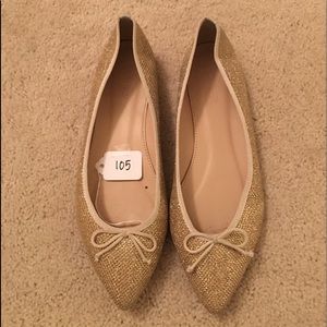 Gold glitter ballet flat shoes